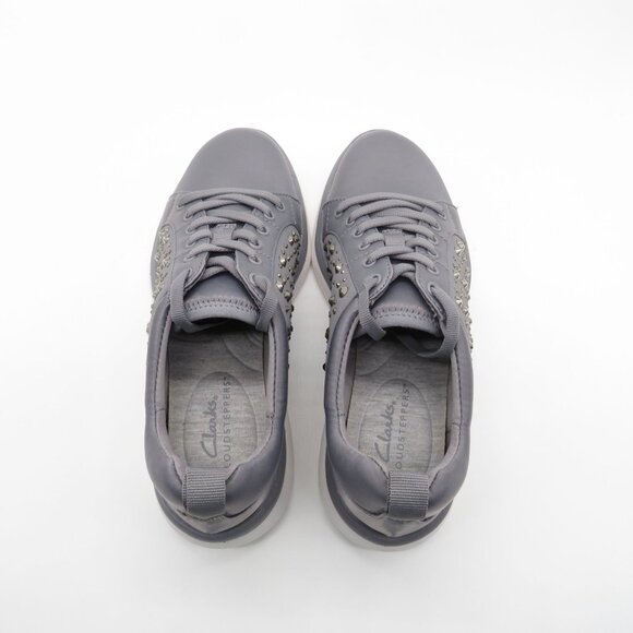 Clarks Womens Cloudsteppers Gray Sneakers With Rhinestone Accents Size 6 NEW - Picture 4 of 7